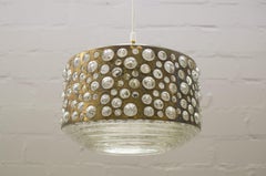 Midcentury Bubble Glass and Brass Ceiling Lamp for Limburg, Germany, 1960s