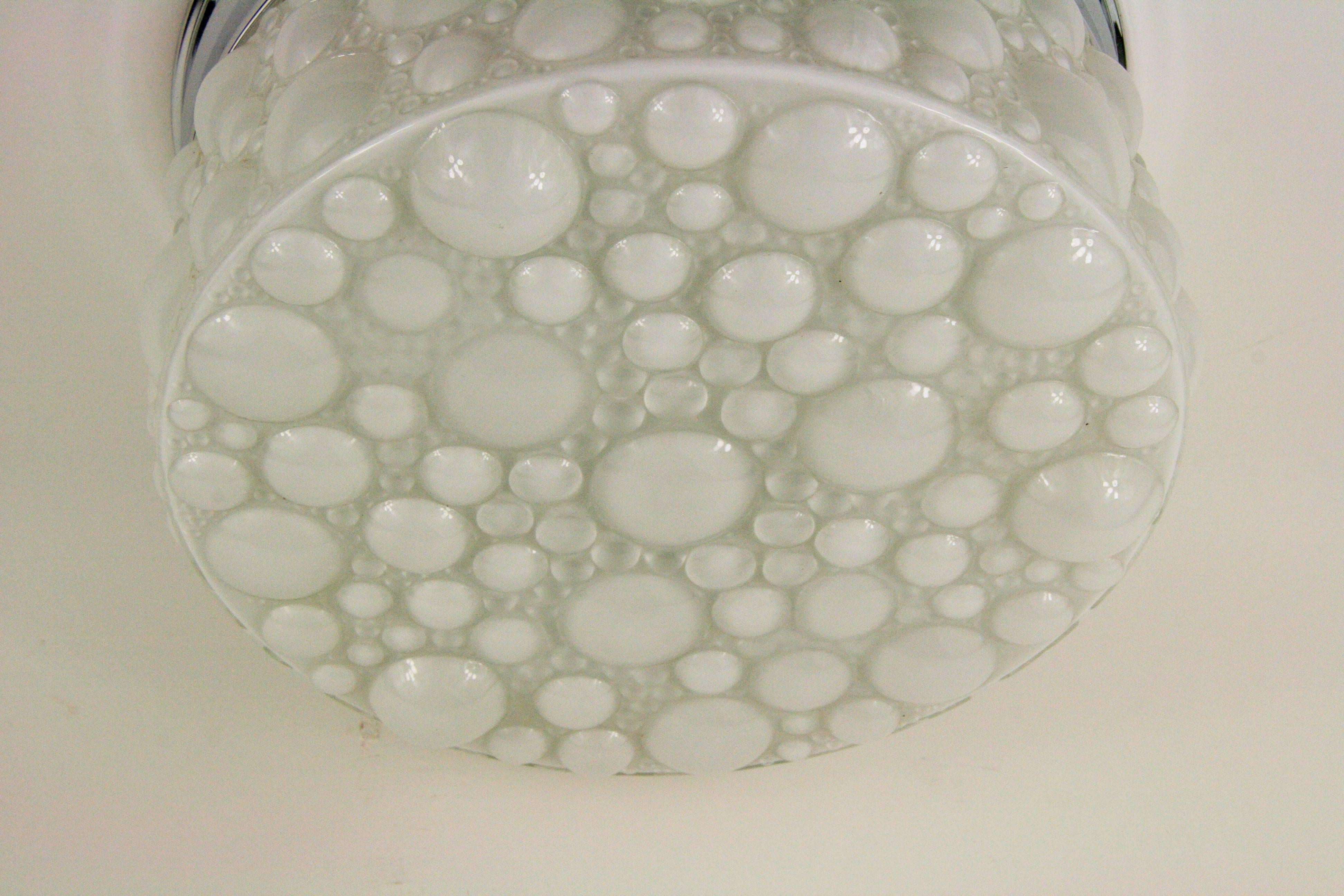 Mid Century  Limburg  Bubble Glass Flush Mount(3 available} In Good Condition For Sale In Douglas Manor, NY