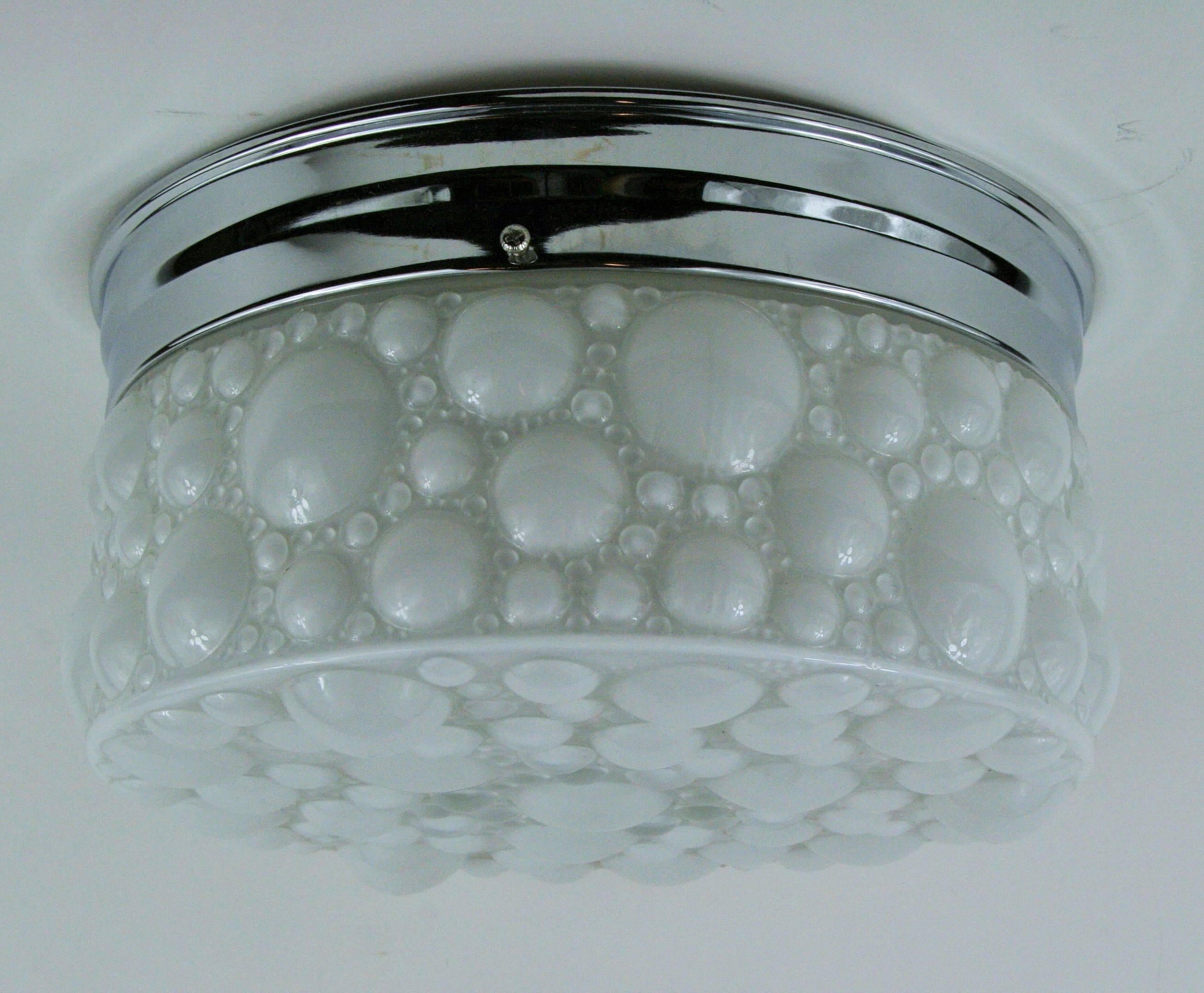 Brass Mid Century  Limburg  Bubble Glass Flush Mount(3 available} For Sale