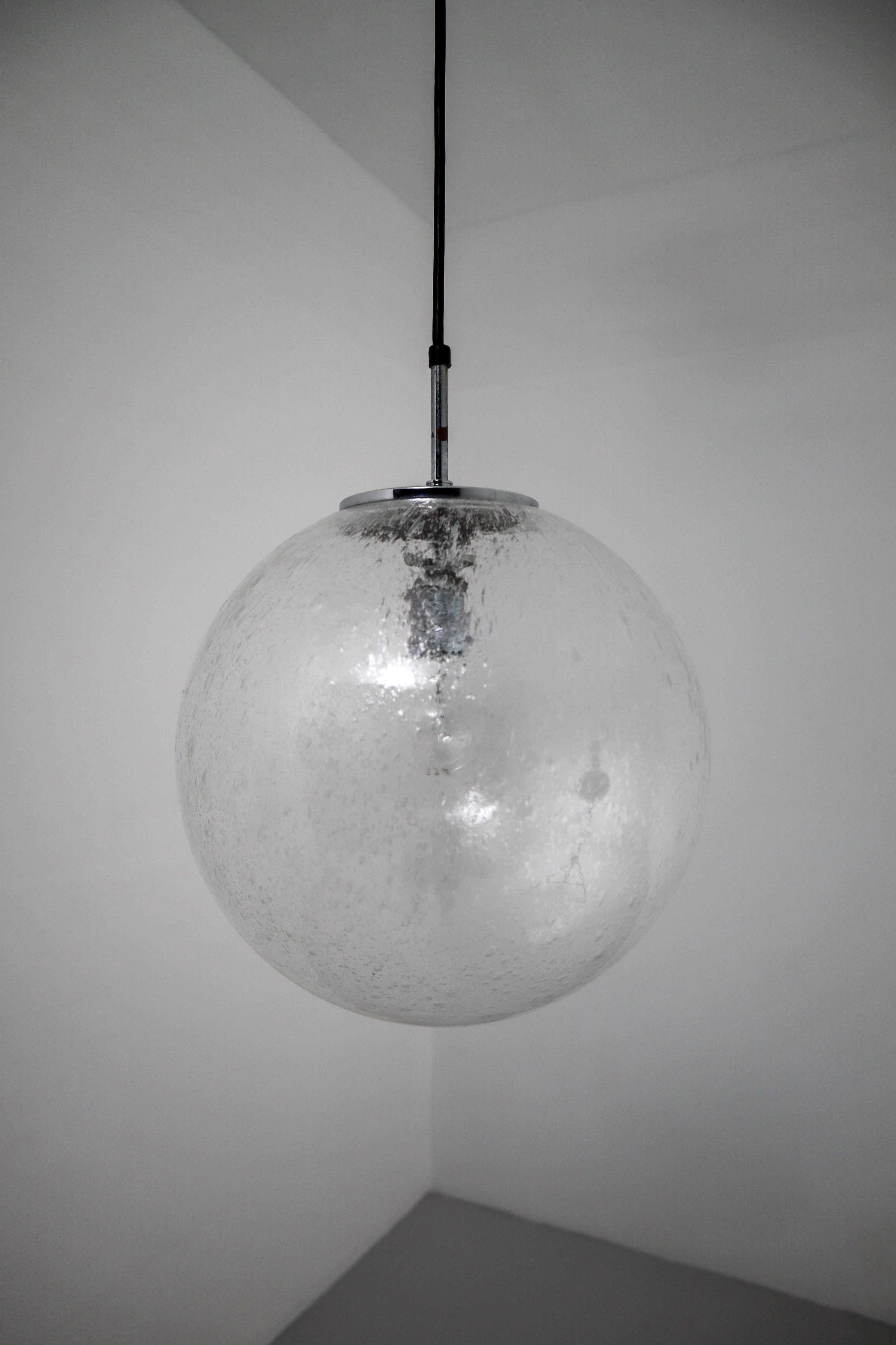 Mid-Century Modern Midcentury Bubble Glass Globe Pendant by Glashütte Limburg , Germany, 1970s For Sale