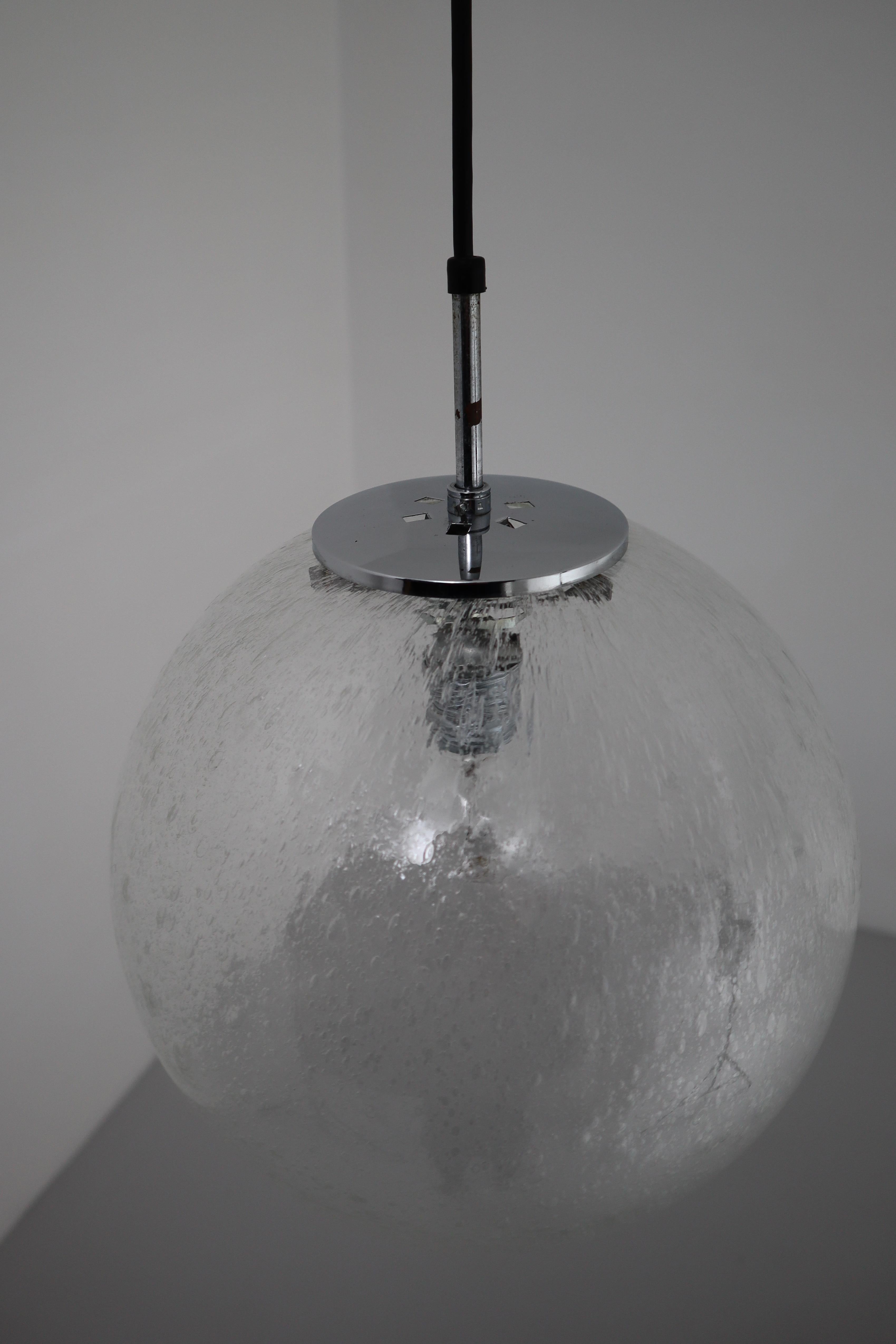 Midcentury Bubble Glass Globe Pendant by Glashütte Limburg , Germany, 1970s In Good Condition For Sale In Almelo, NL
