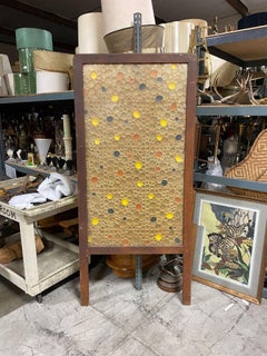 Mid Century Bubbles Fiberglass Oak Wall Panel Screen