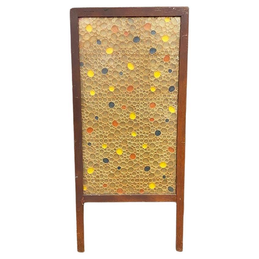 Mid Century Bubbles Fiberglass Oak Wall Panel Screen For Sale