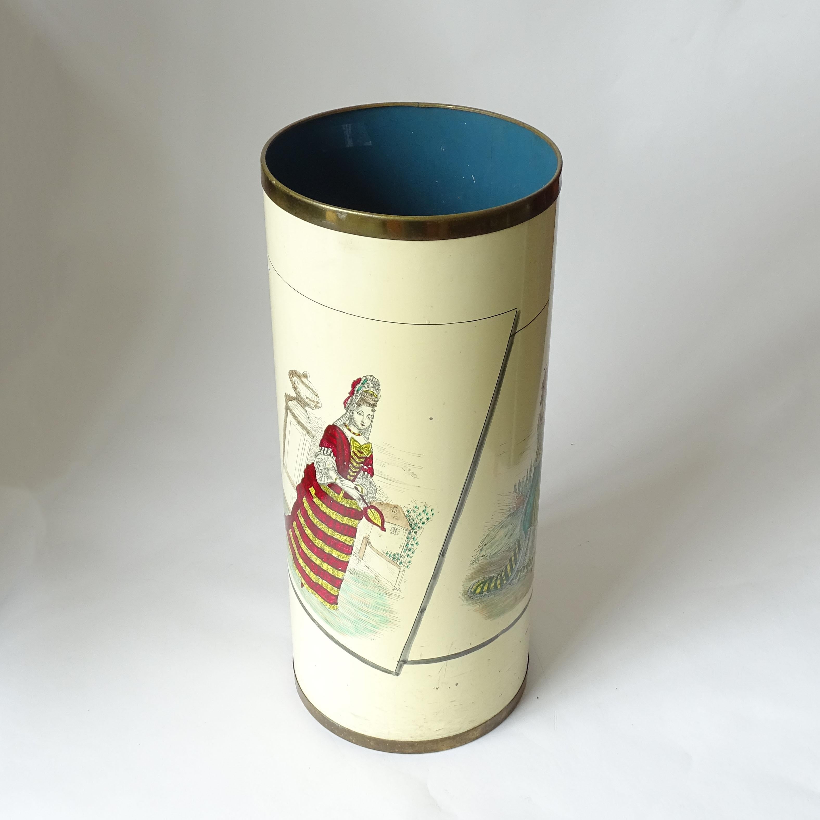 Mid Century Bucciarelli Faux Fashion Sheets Umbrella Stand.
