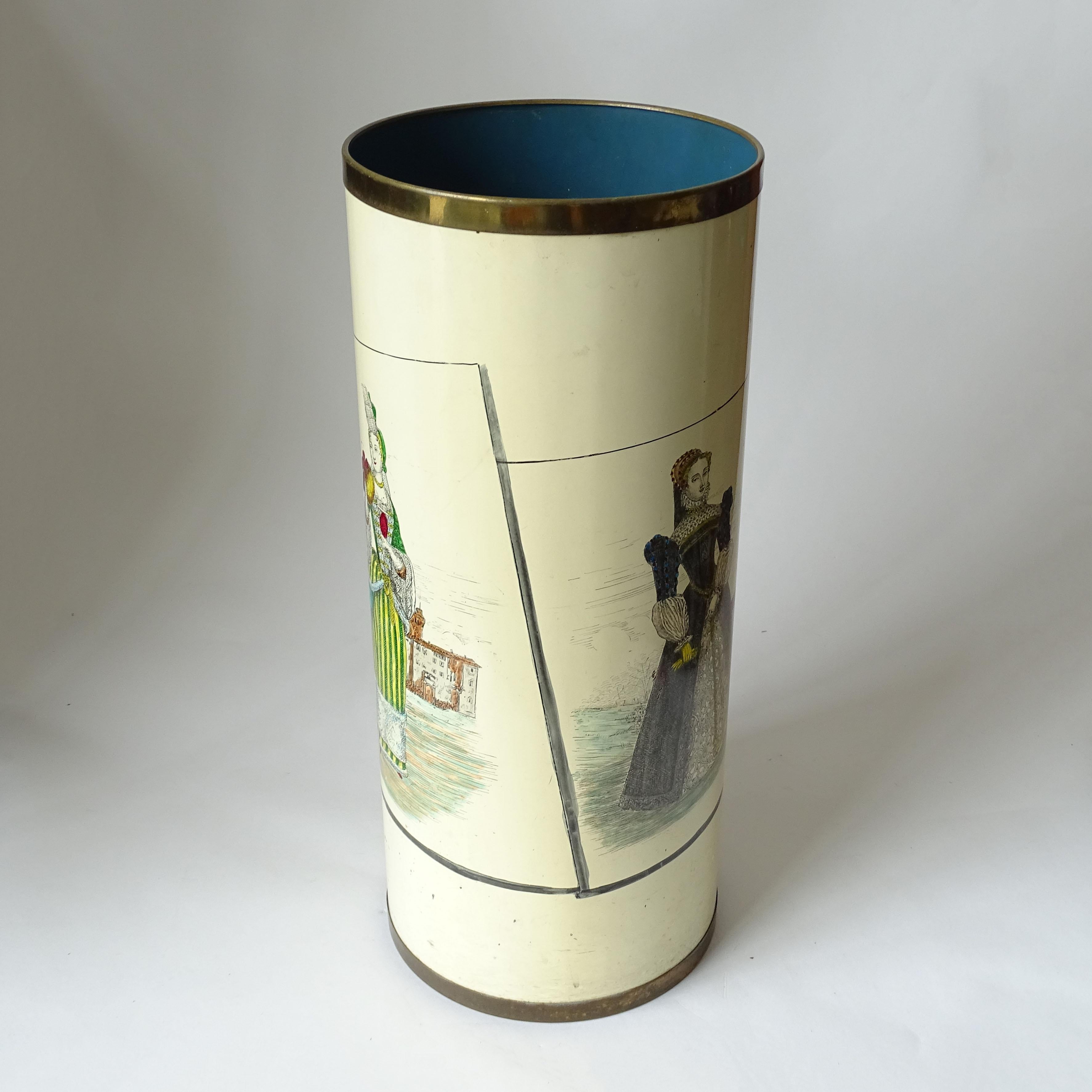 Italian Mid Century Bucciarelli Faux Fashion Sheets Umbrella Stand For Sale