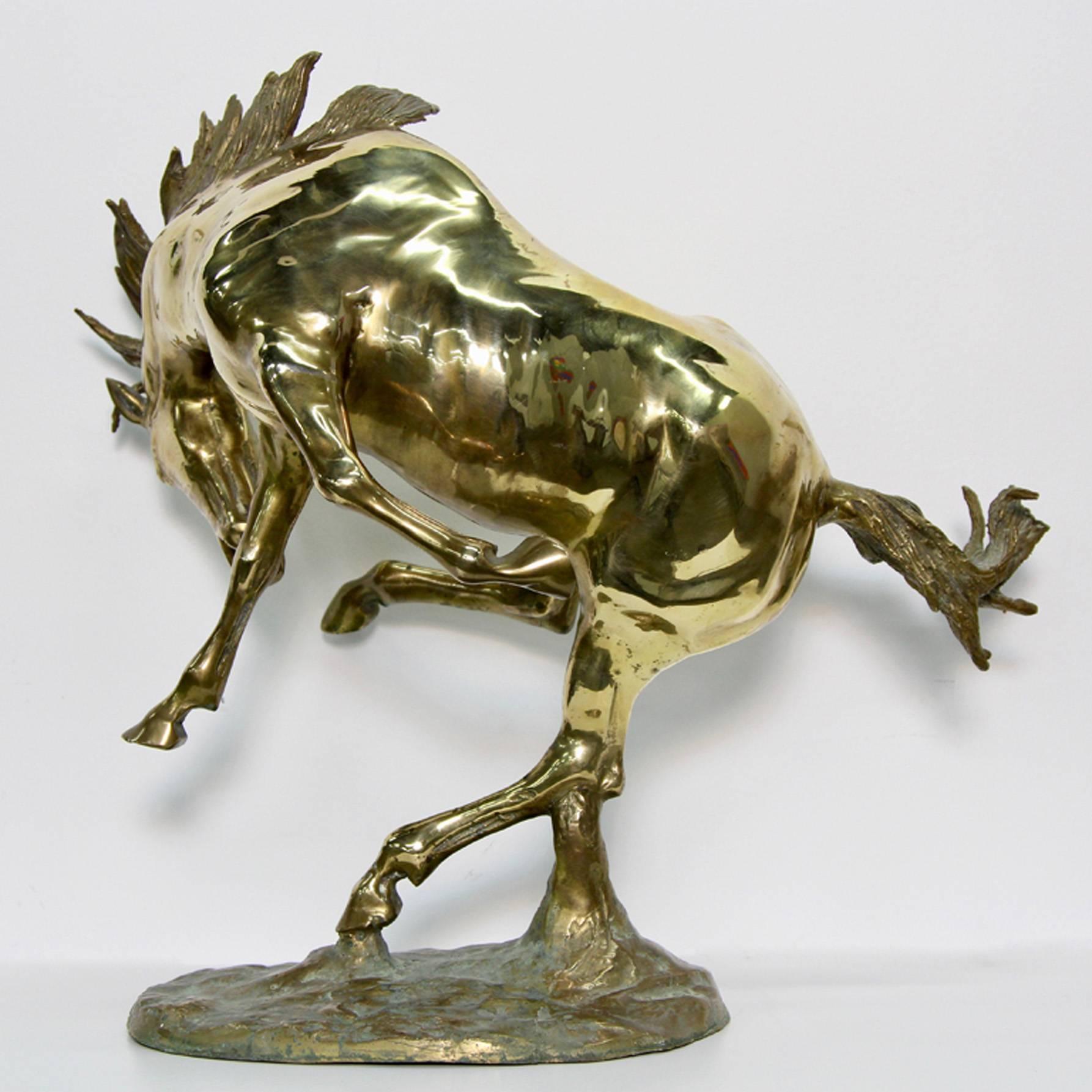 20th Century Midcentury Bucking Stallion Statue For Sale