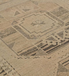 Mid-Century Buff-Brown Wool Traditional Turkish Runner