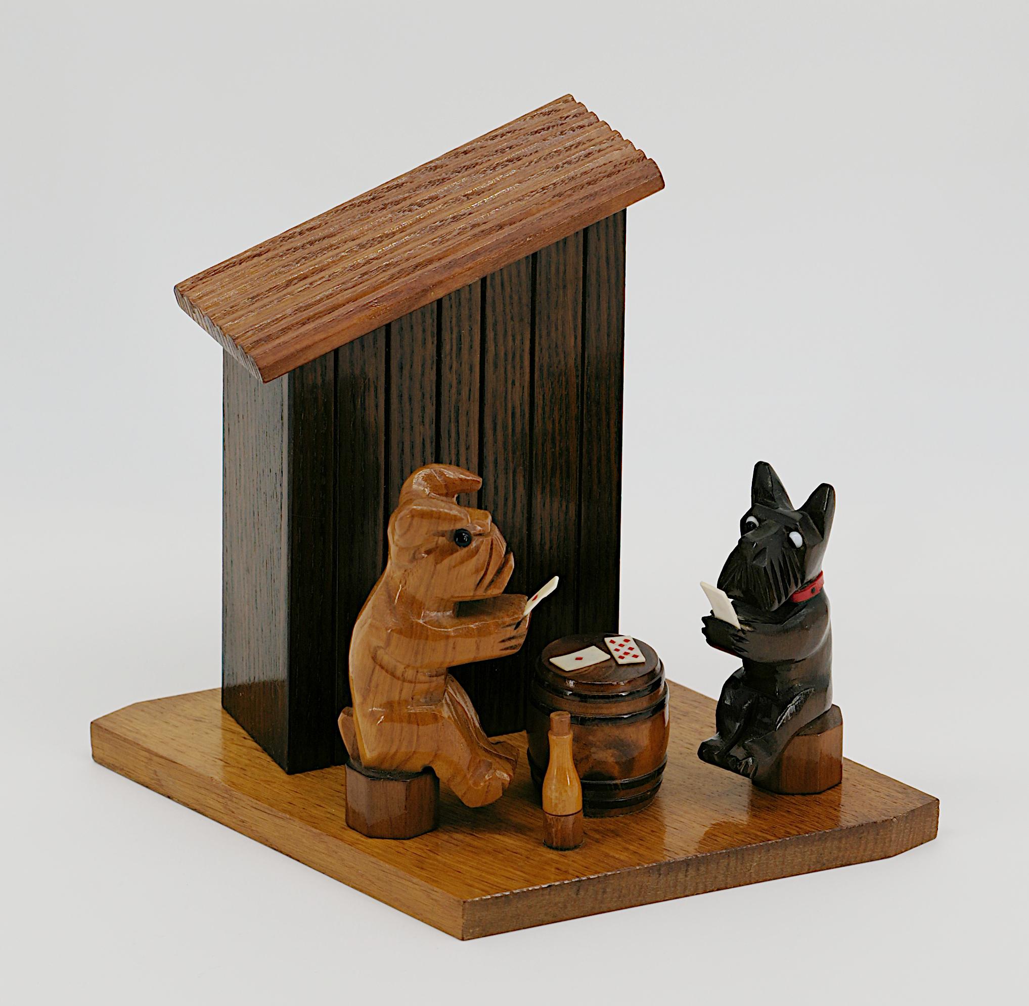 Mid-Century Modern Mid-Century Bulldog & Scottish Terrier Cigarette Box, 1950s For Sale