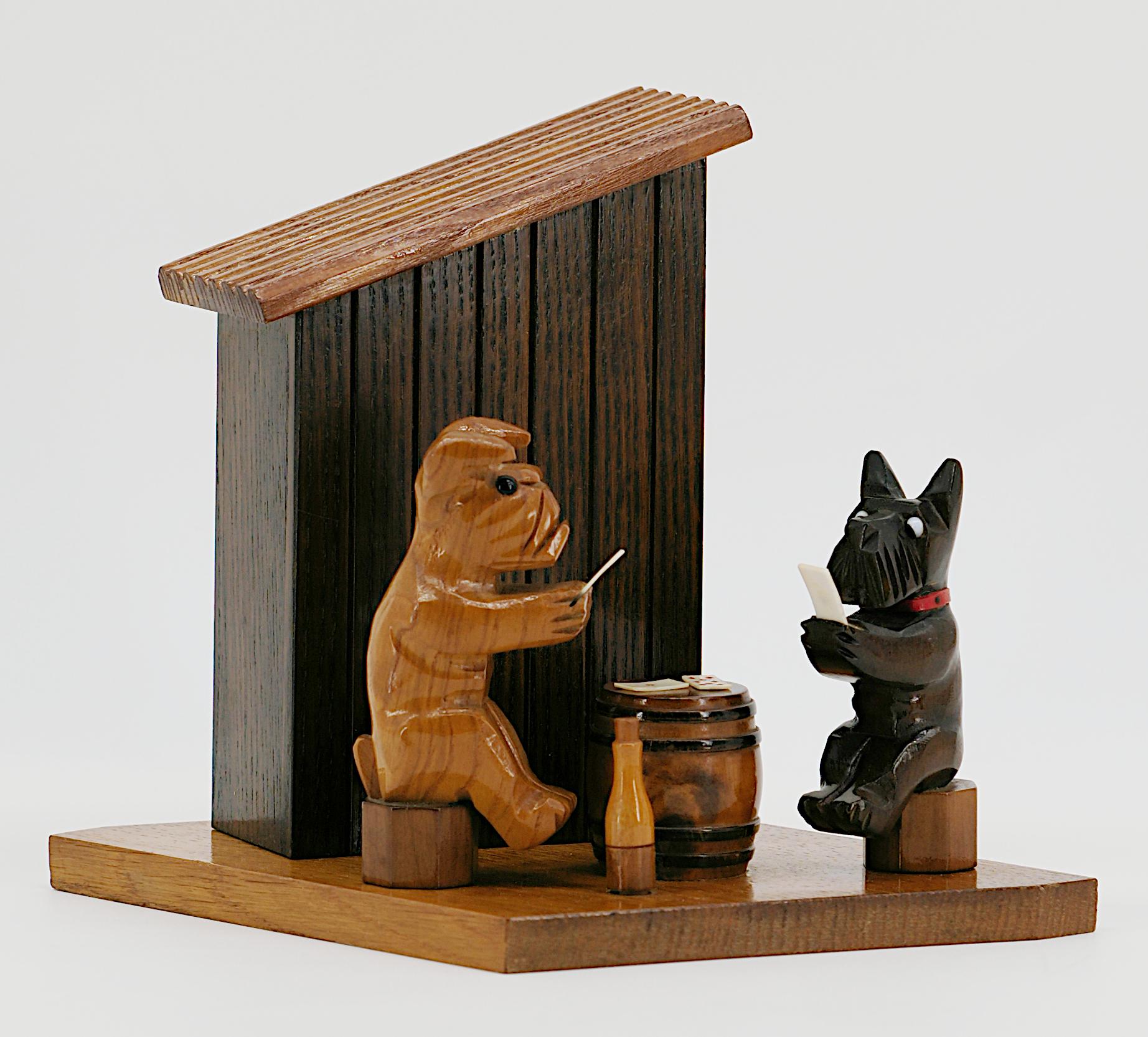 Mid-Century Bulldog & Scottish Terrier Cigarette Box, 1950s In Good Condition For Sale In Saint-Amans-des-Cots, FR