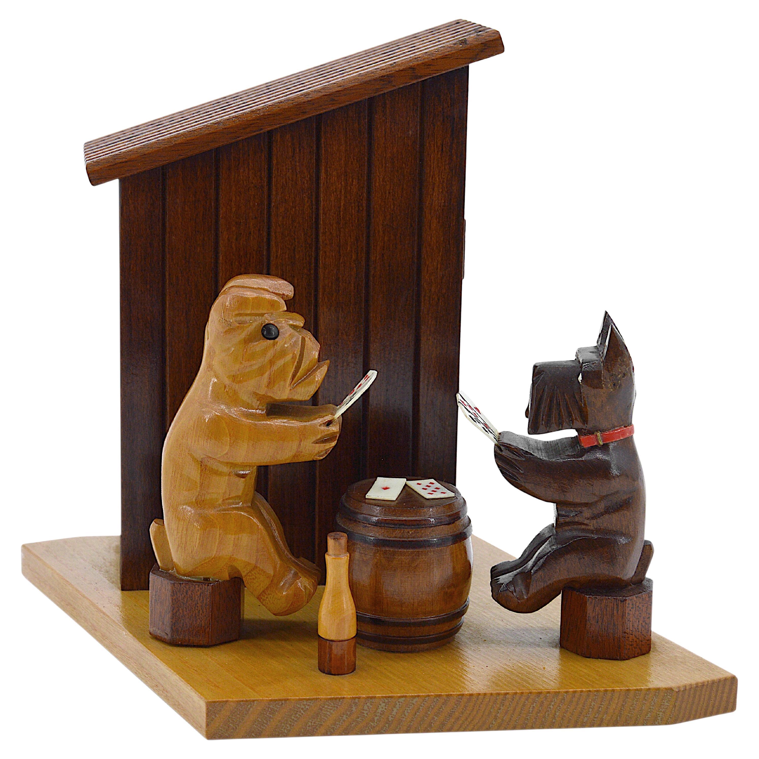 Boîte à cigarettes bulldog et terrier écossais du milieu du siècle, années 1950 en vente