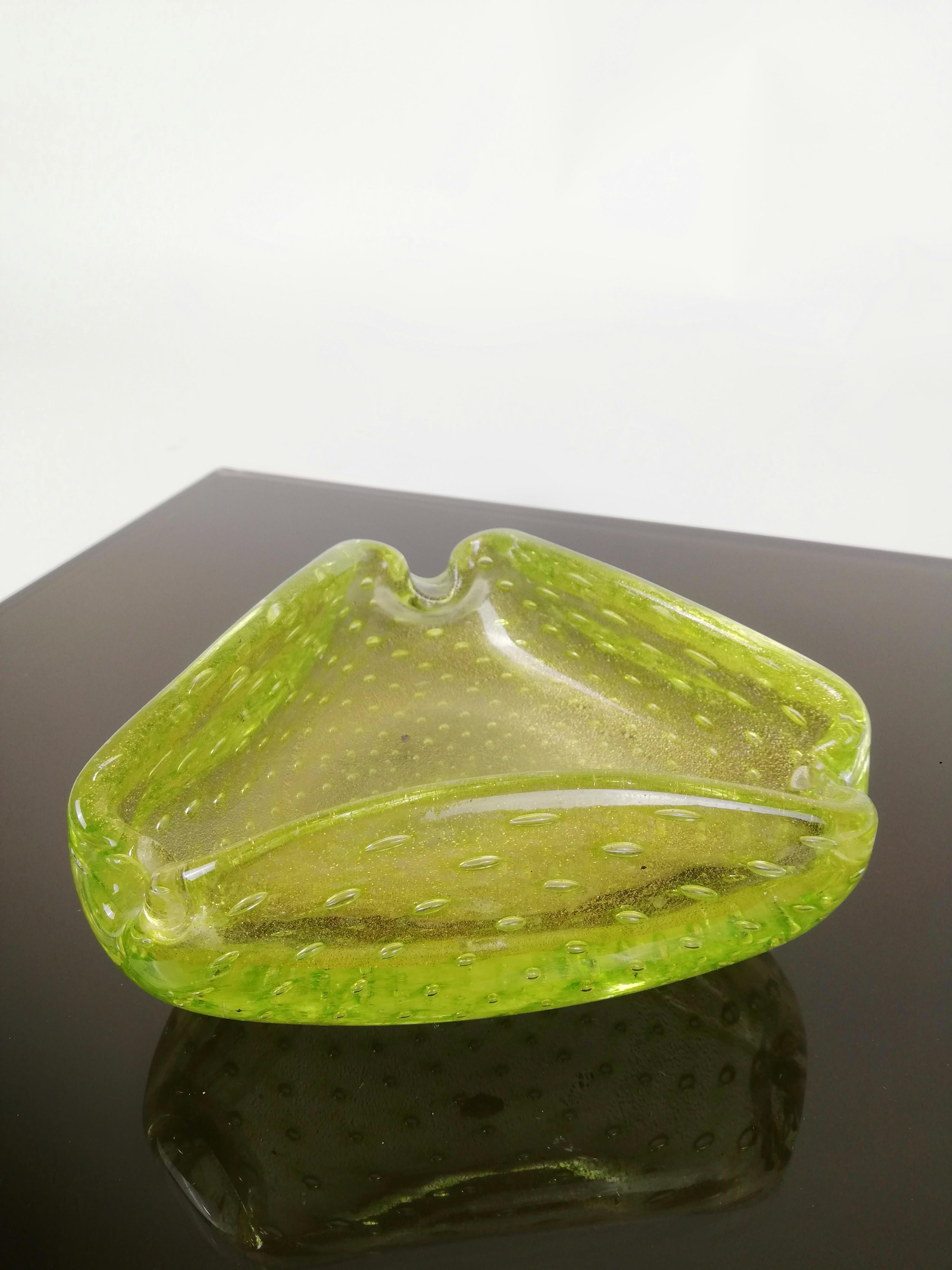 Italian Mid-Century Bullicante Murano Glass Ashtray by Barovier & Toso, Italy, 1960s For Sale