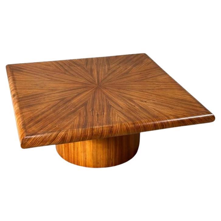Mid Century Bullnose Edge Tiger Wood Coffee Table, 1970 For Sale