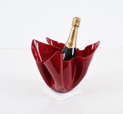 Mid-Century Burgundy Lucite Italian "Napkin" Centerpiece or Serving Bowl, 1980s