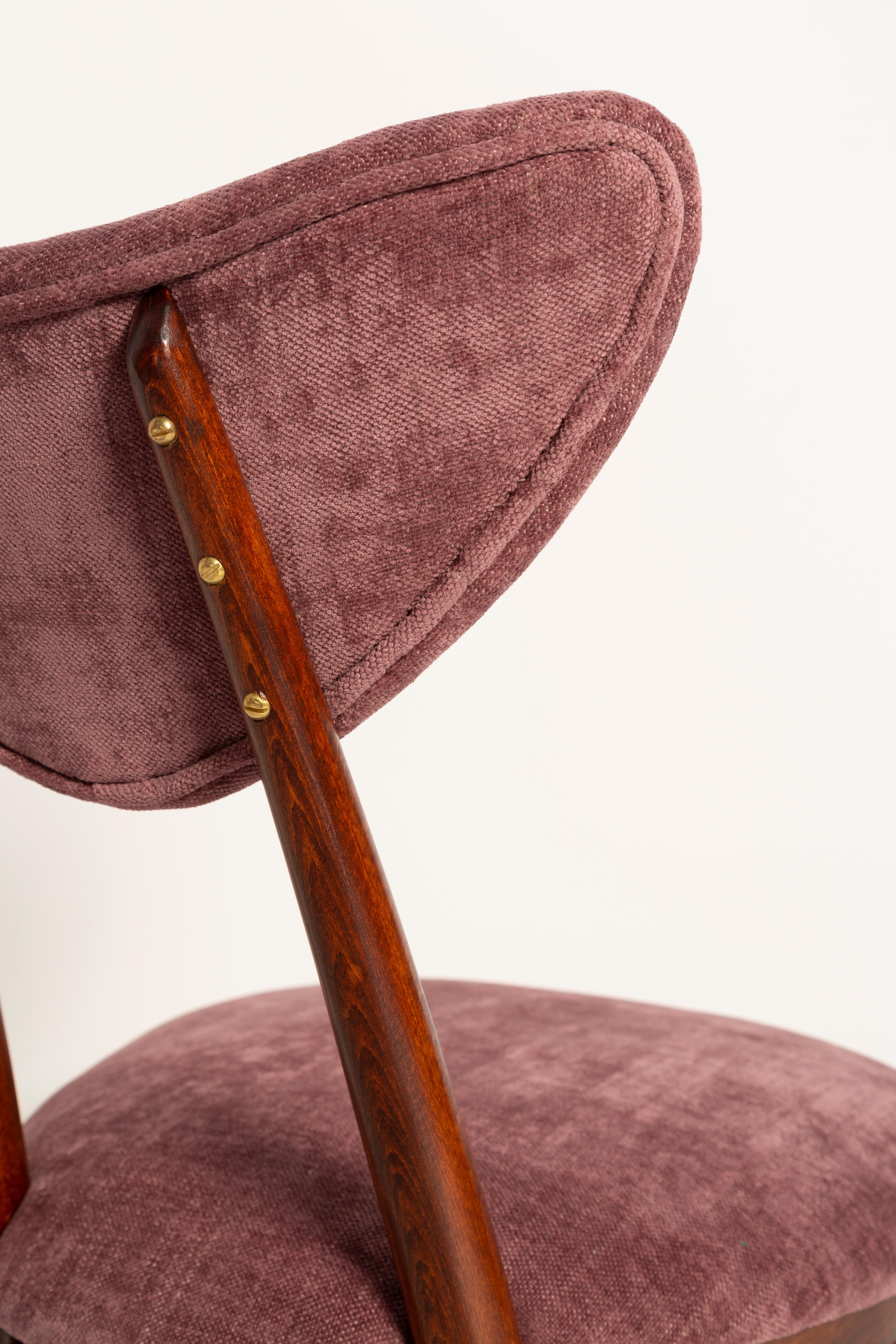 Midcentury Burgundy Pink Violet Velvet Heart Chair, Europe, 1960s For Sale 3