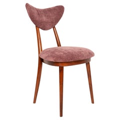 Vintage Midcentury Burgundy Pink Violet Velvet Heart Chair, Europe, 1960s