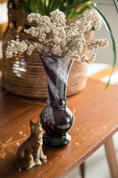 Midcentury Burgundy Red Plum Violet Purple and White Vase, Europe, 1960s