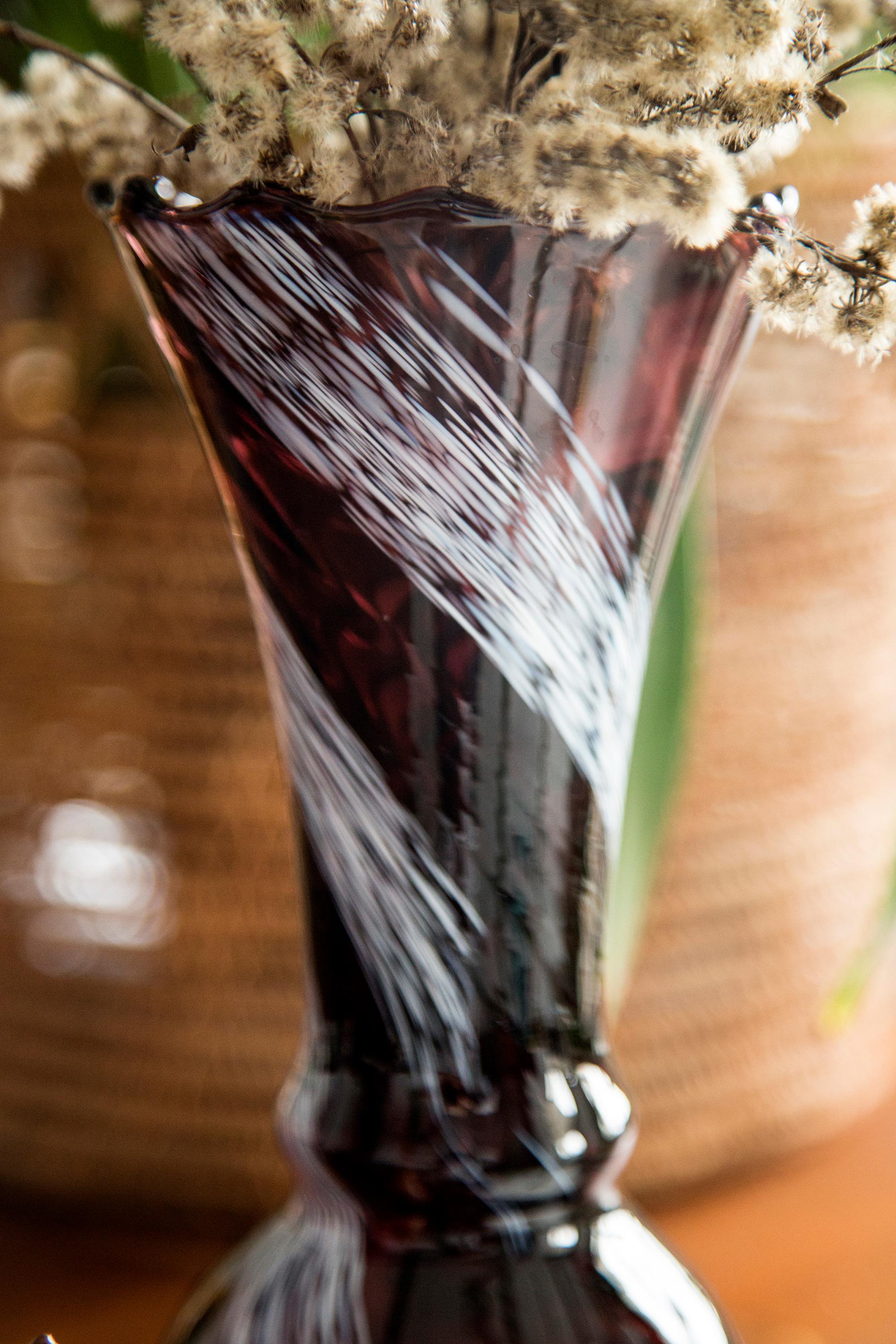 burgundy glass vase