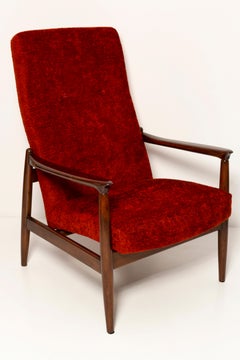 Mid Century Burgundy Red Wine Armchair GFM-64 High, Edmund Homa, Europe, 1960s