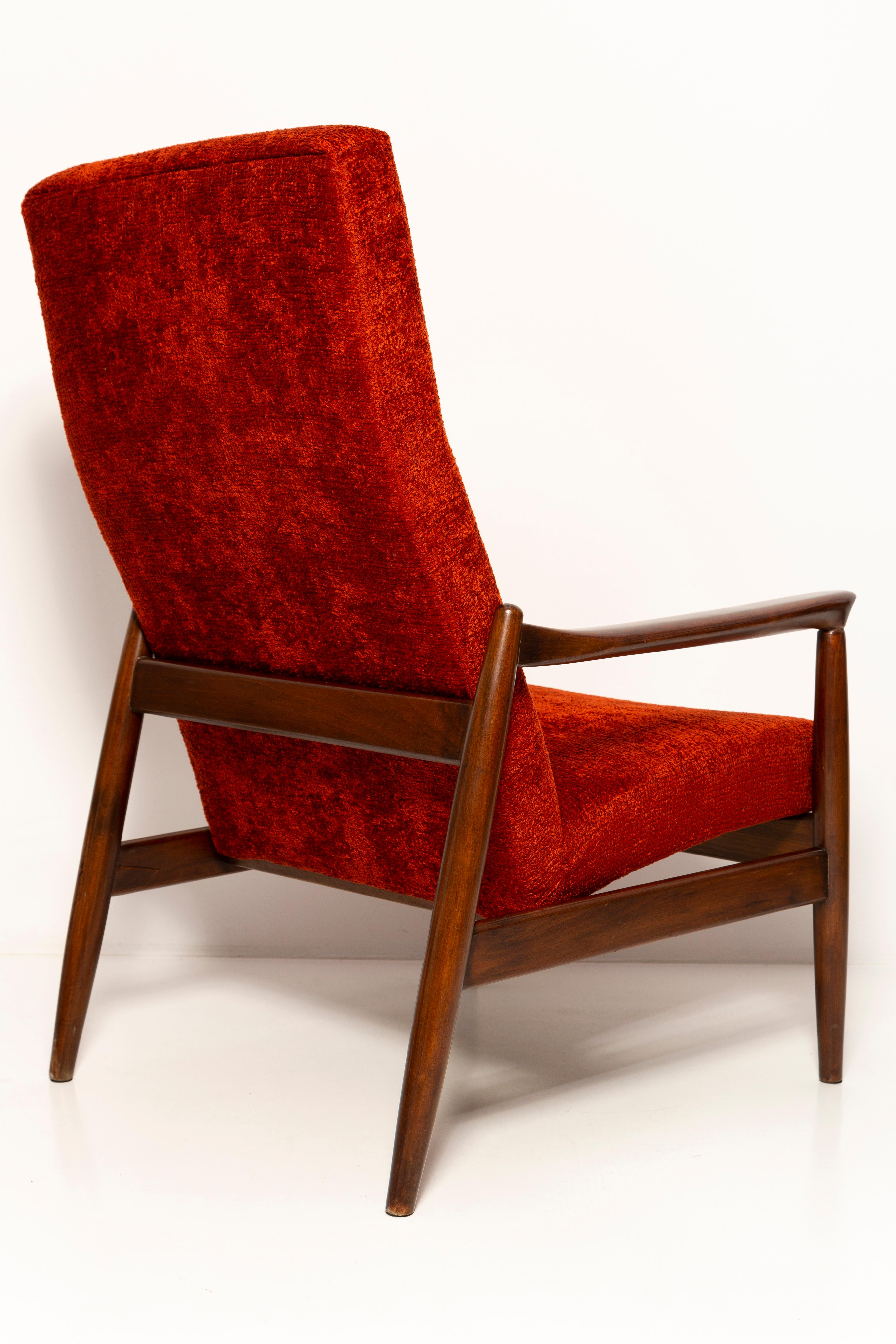 Fabric Mid Century Burgundy Red Wine Armchair GFM-64 High, Edmund Homa, Europe, 1960s For Sale
