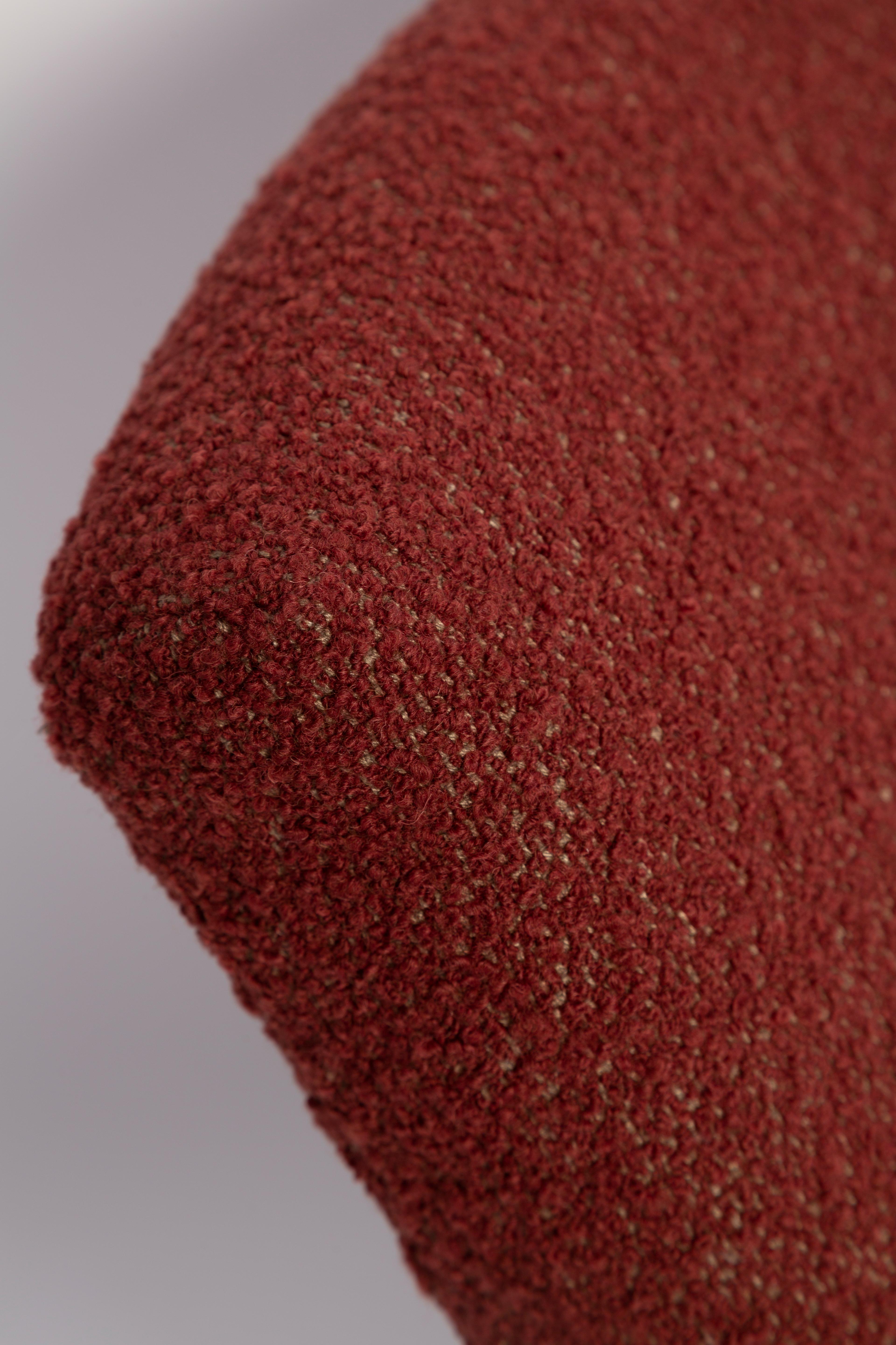 Polish Mid Century Burgundy Wine Boucle GFM-64 Armchair, Edmund Homa, Europe, 1960s For Sale