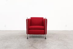 Mid Century Burkhard Vogtherr Red "Felix" Cube Lounge Chairs for Arflex