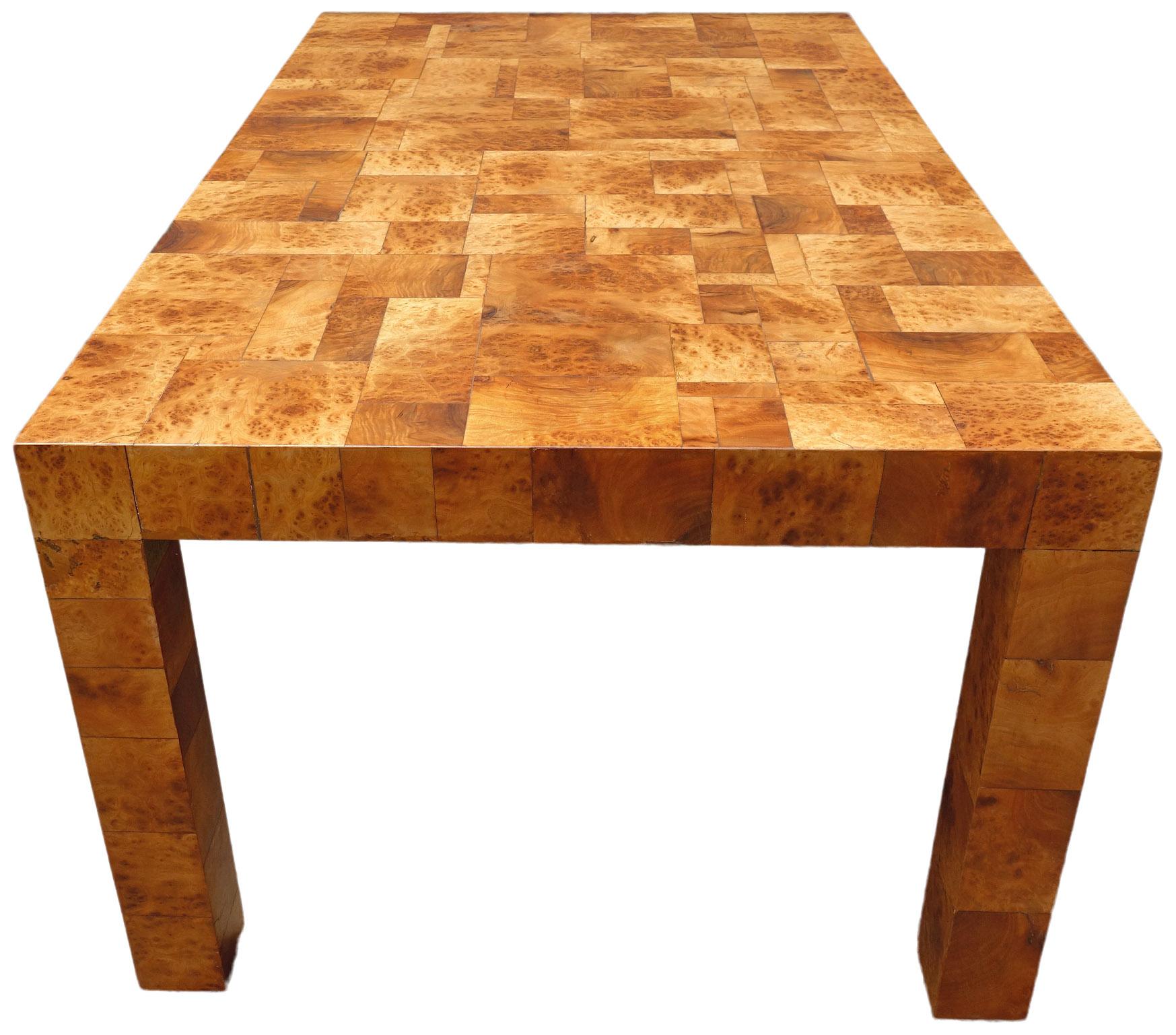 For your consideration is this lovely Paul Evans dining table. Measures 40” X 66” x 29.5”. handcrafted patchwork design with the brass signature plaque present. Appears to be in original condition with no major flaws. Very presentable and ready for