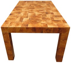 Midcentury Burl and Patchwork Dining Table by Paul Evans
