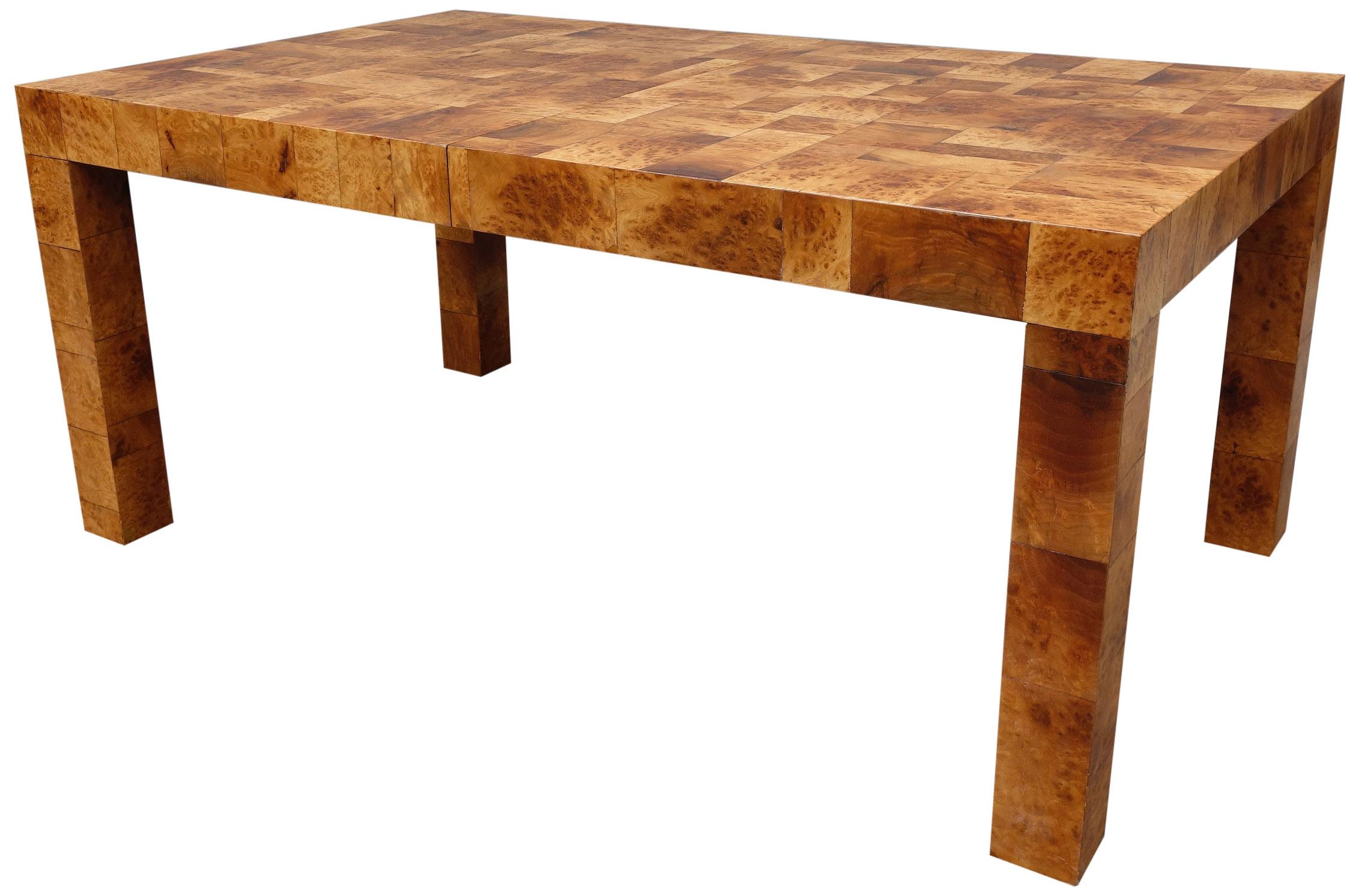 American Midcentury Burl and Patchwork Dining Table by Paul Evans