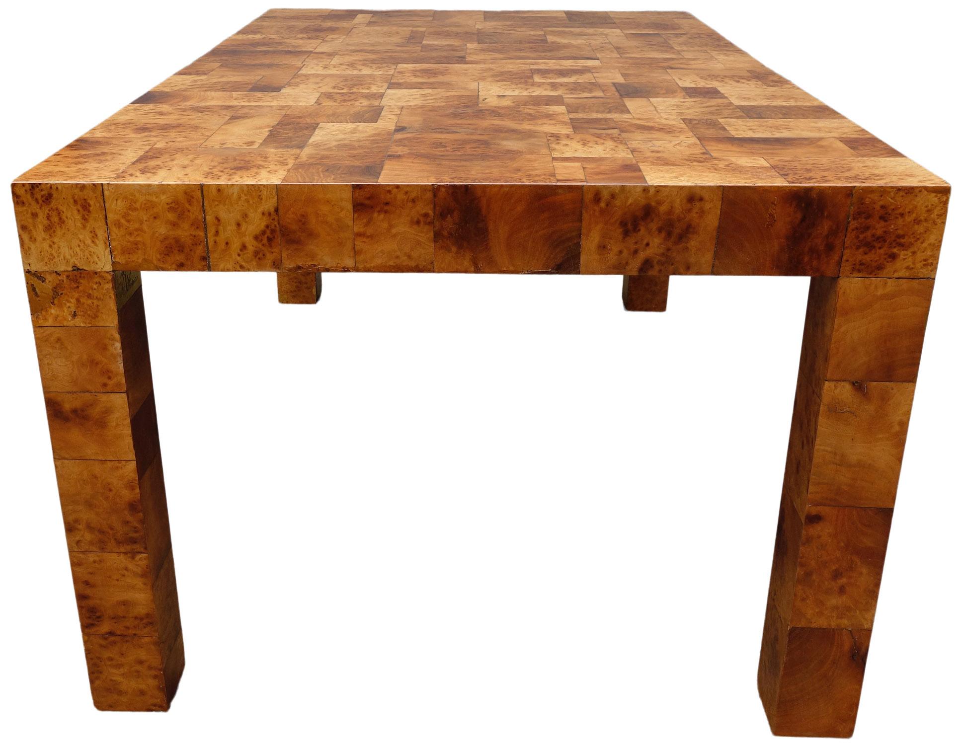 20th Century Midcentury Burl and Patchwork Dining Table by Paul Evans