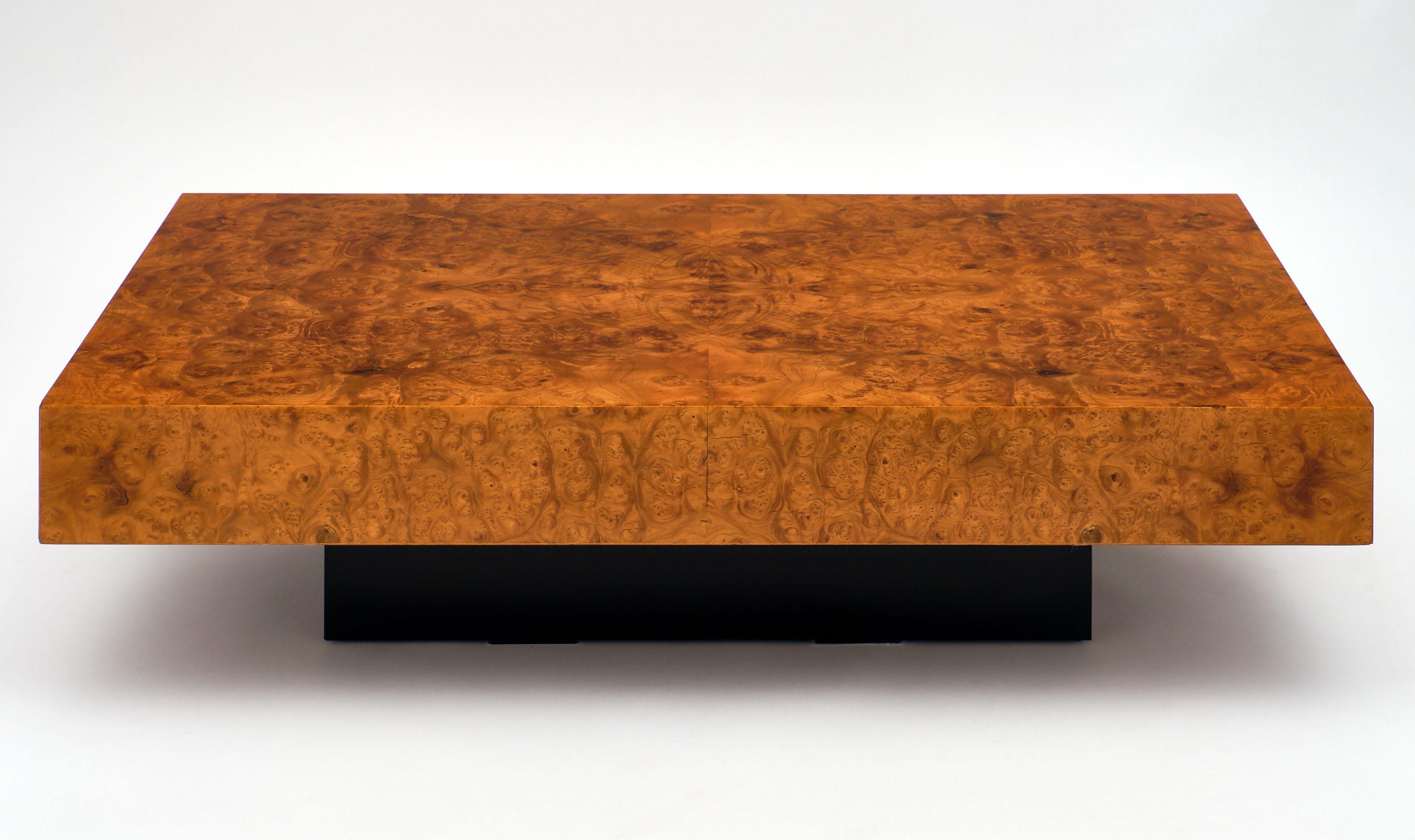Lacquered Midcentury Burl Ash Coffee Table