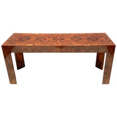 Midcentury Burl Console Table