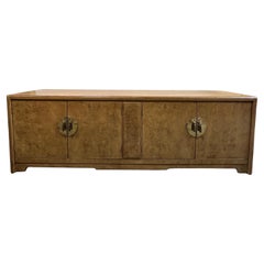 Mid Century Burl Credenza Brass Hardware