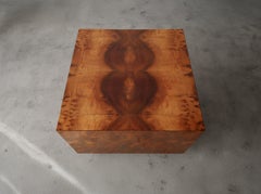 Mid Century Burl Cube Table by Milo Baughman