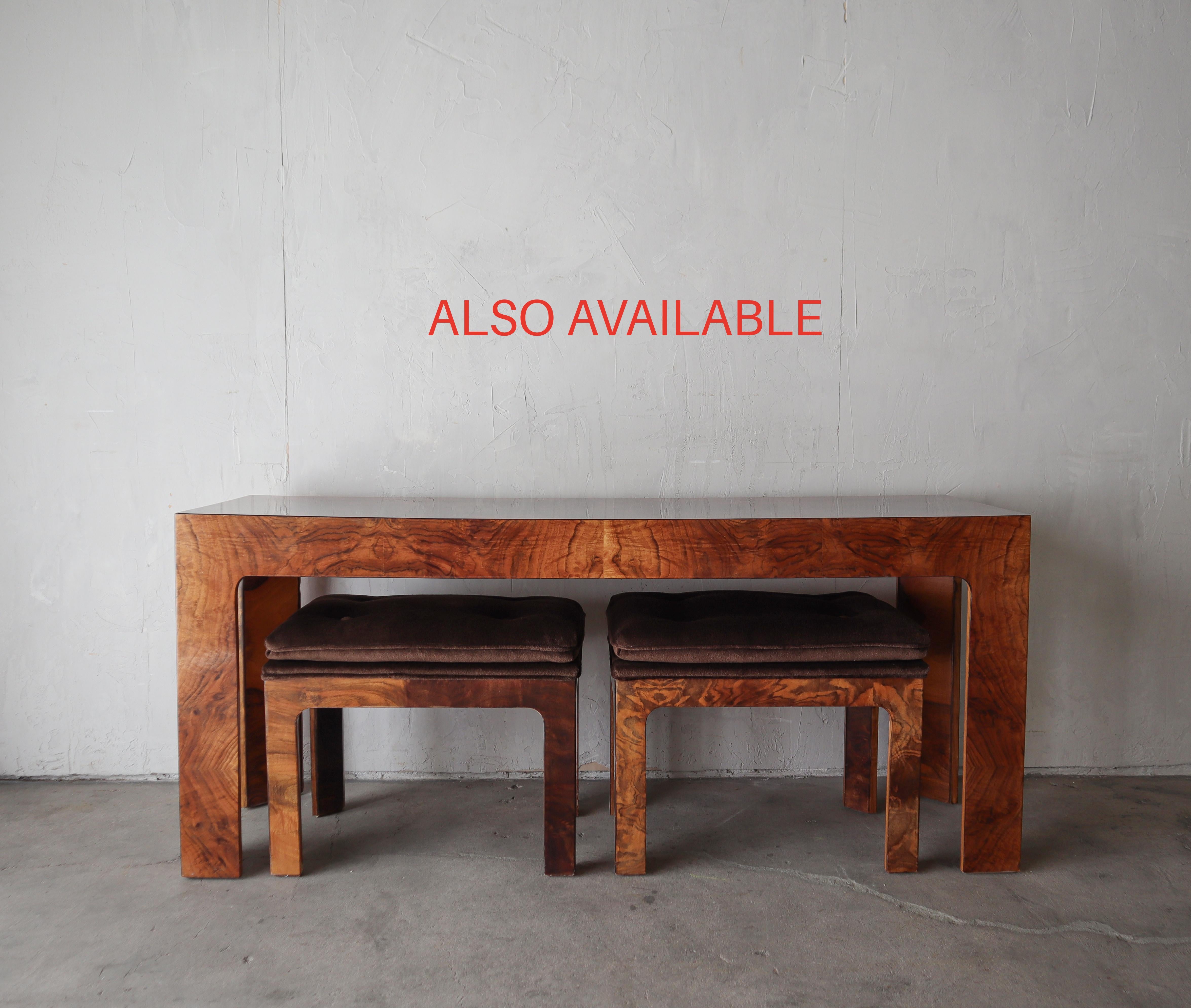 Glass Mid Century Burl Cube Table by Milo Baughman For Sale