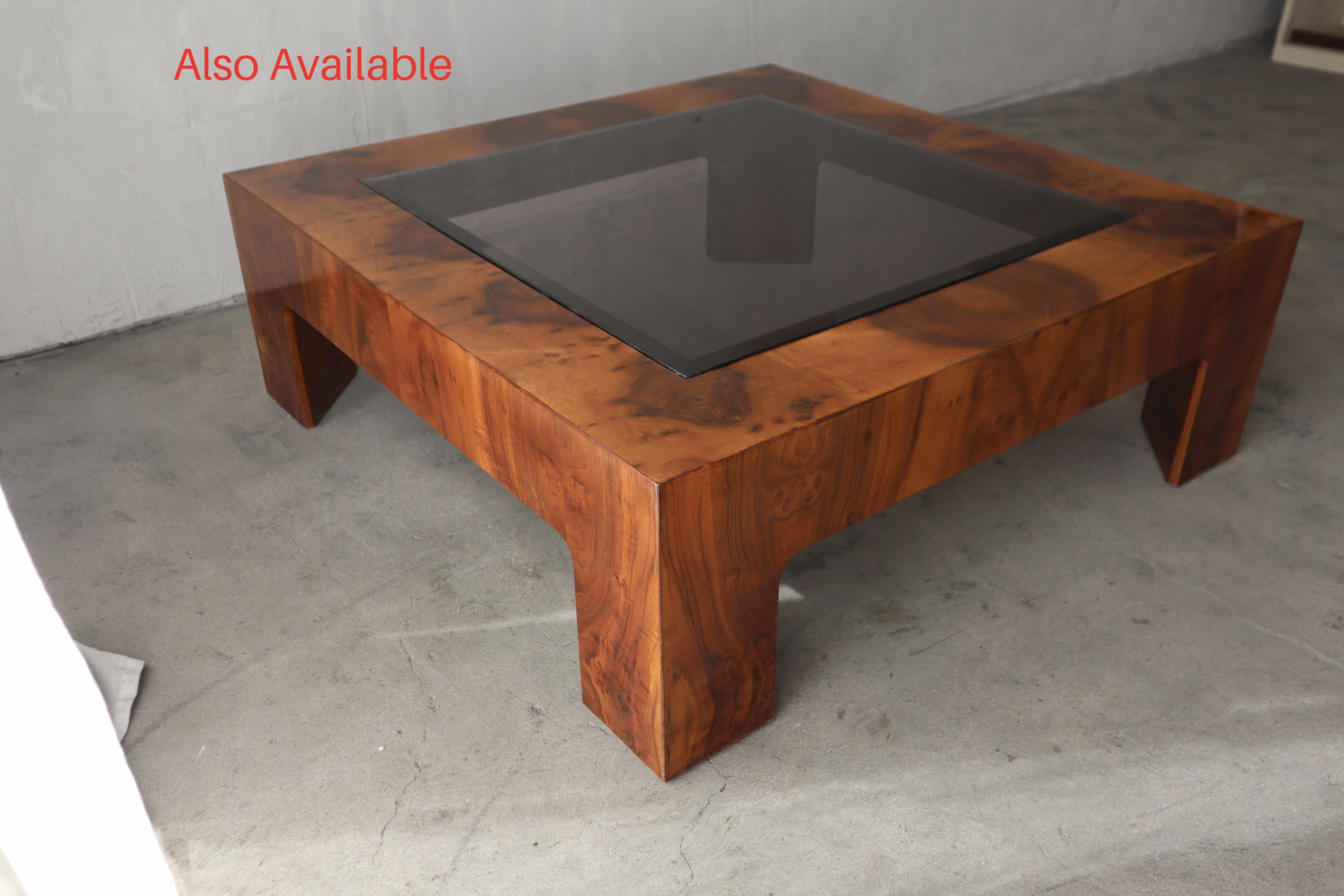 Mid Century Burl Cube Table by Milo Baughman For Sale 1
