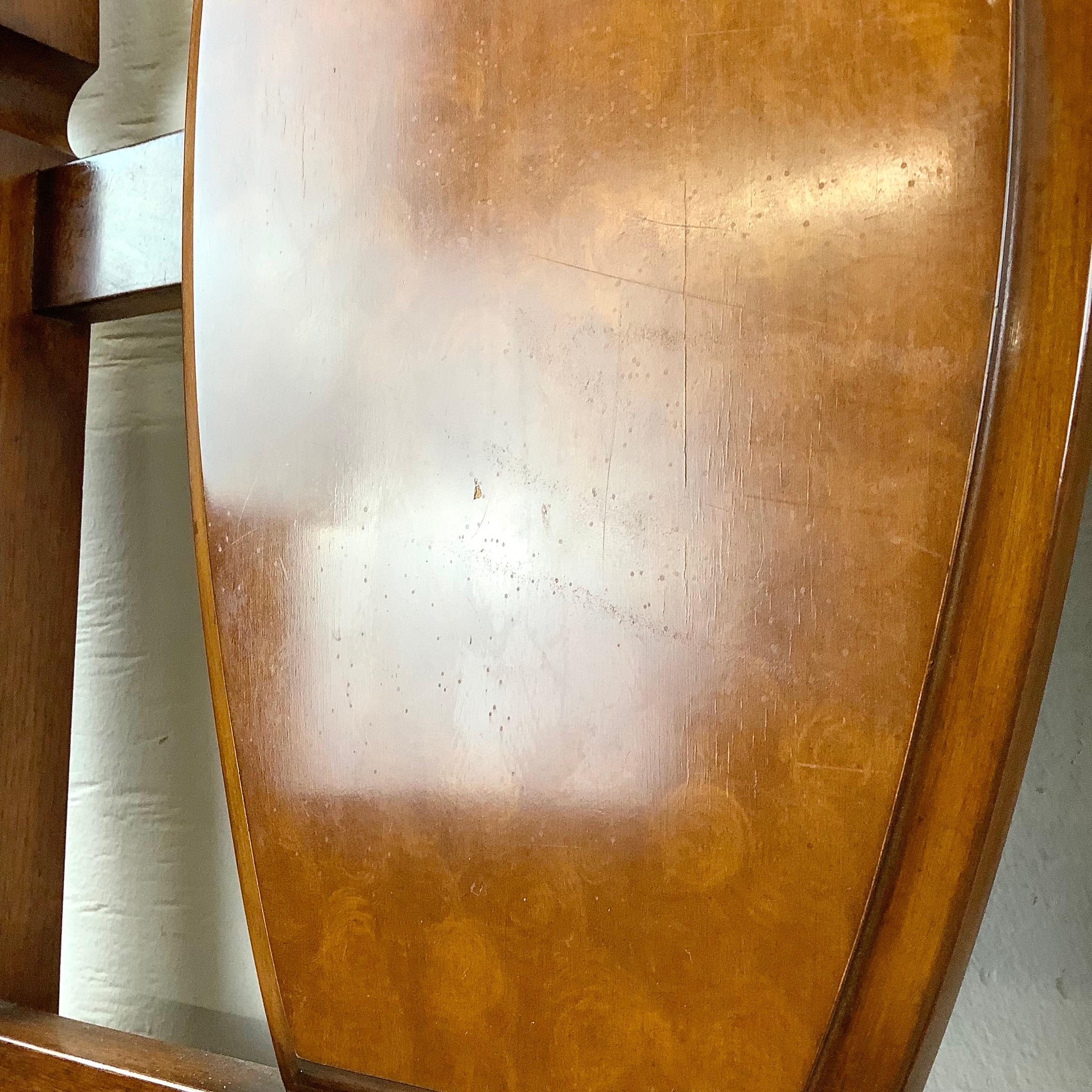 Mid-Century Burl Deco Headboard- Full / Queen Size For Sale 5