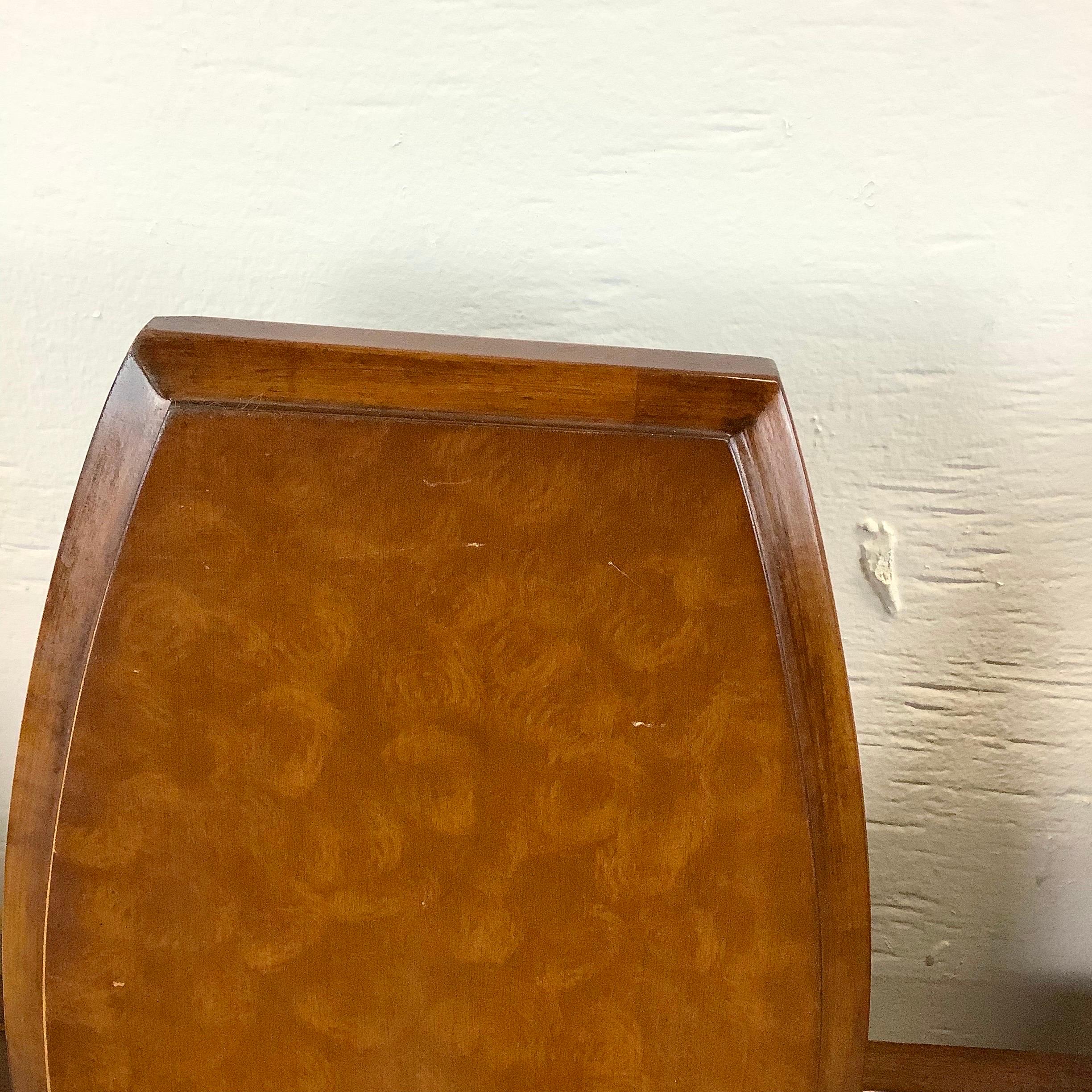 Mid-Century Burl Deco Headboard- Full / Queen Size In Good Condition For Sale In Trenton, NJ