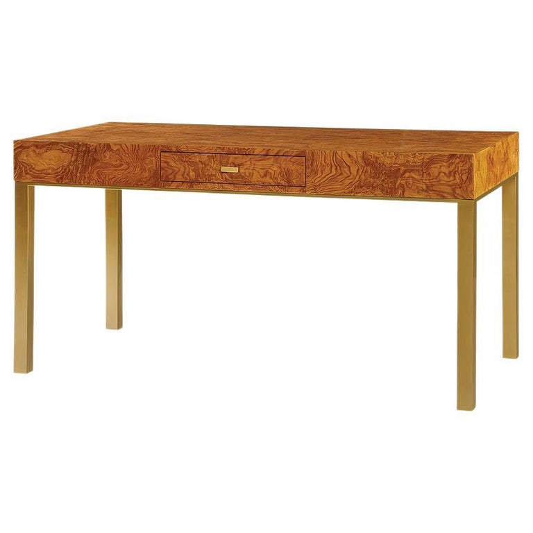 Mid Century Burl Desk For Sale at 1stDibs
