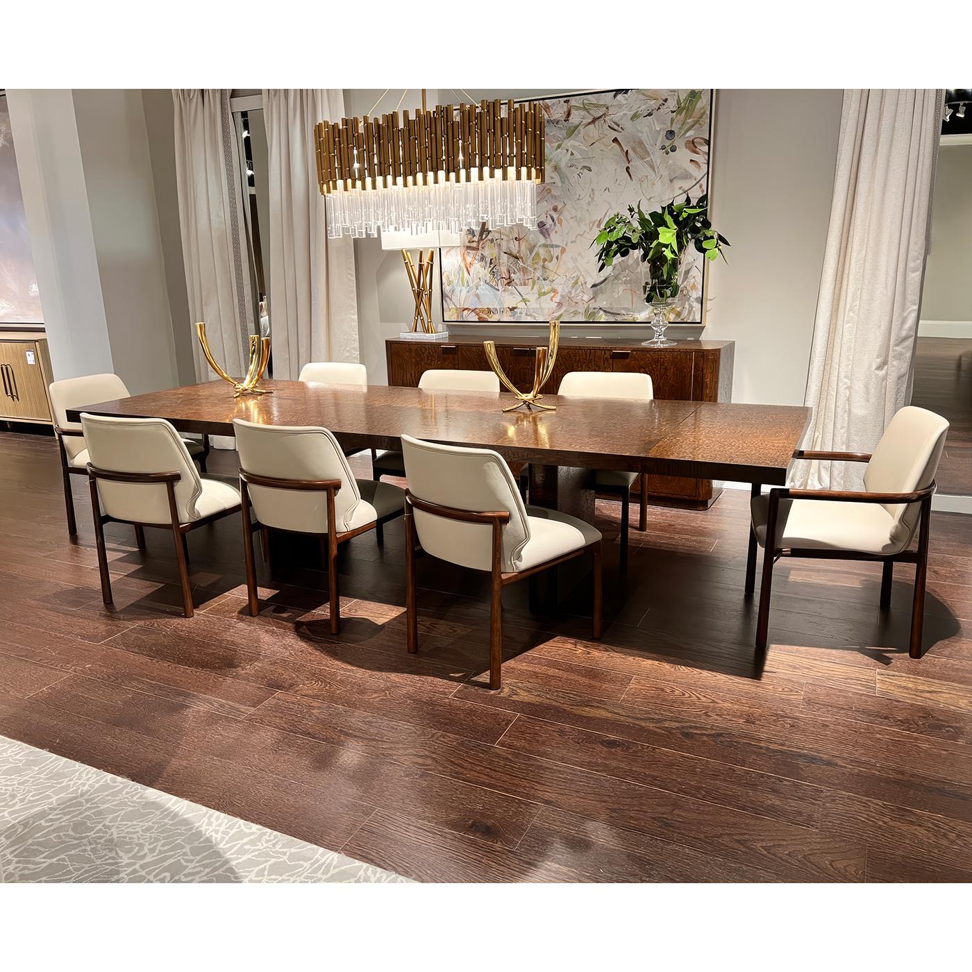 Mid Century Burl Extending Dining Table For Sale 1