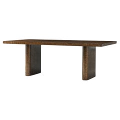 Table de salle à manger à rallonge en loupe du milieu du siècle