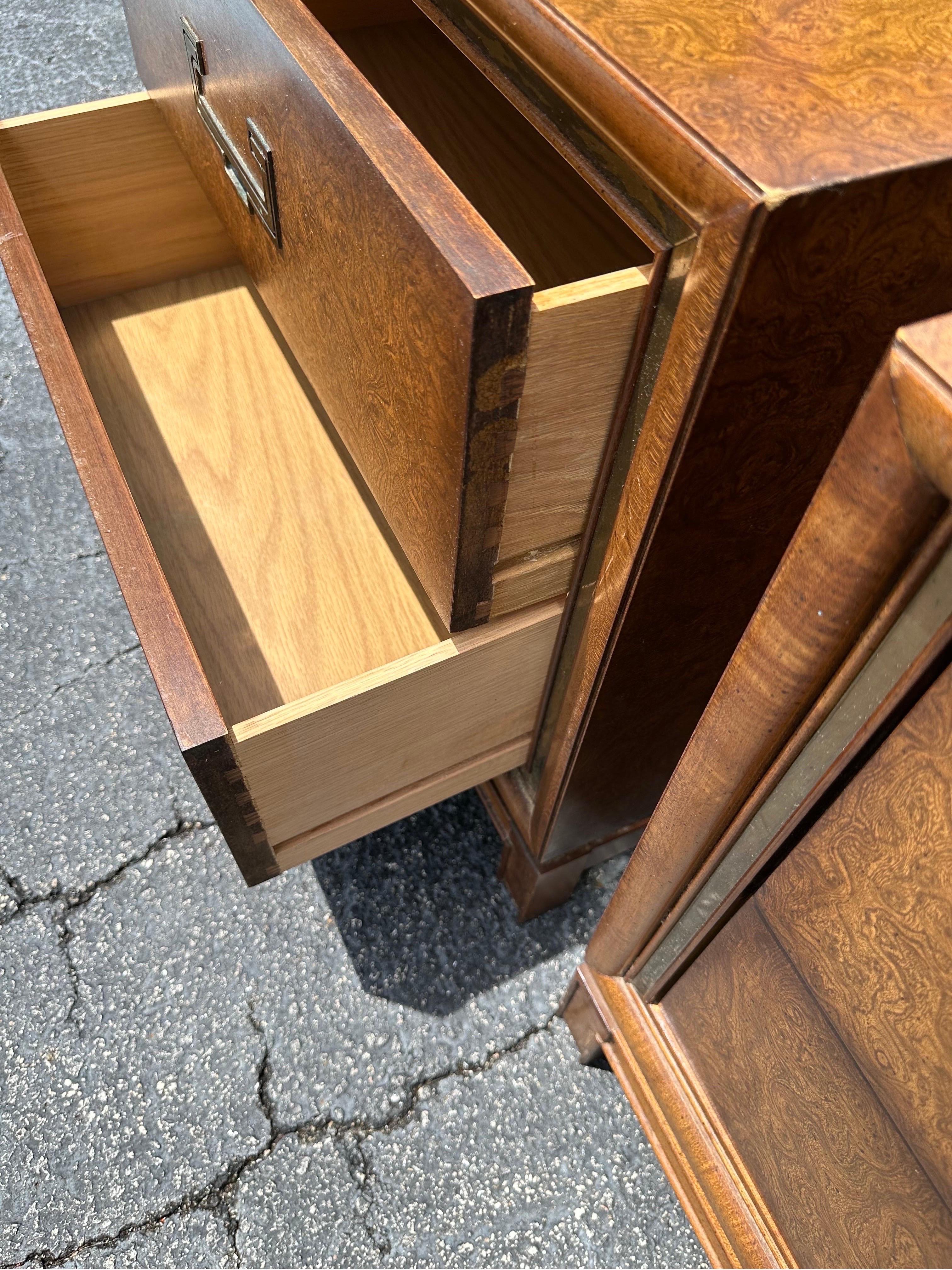 20th Century Mid Century Burl Nightstands by Founders