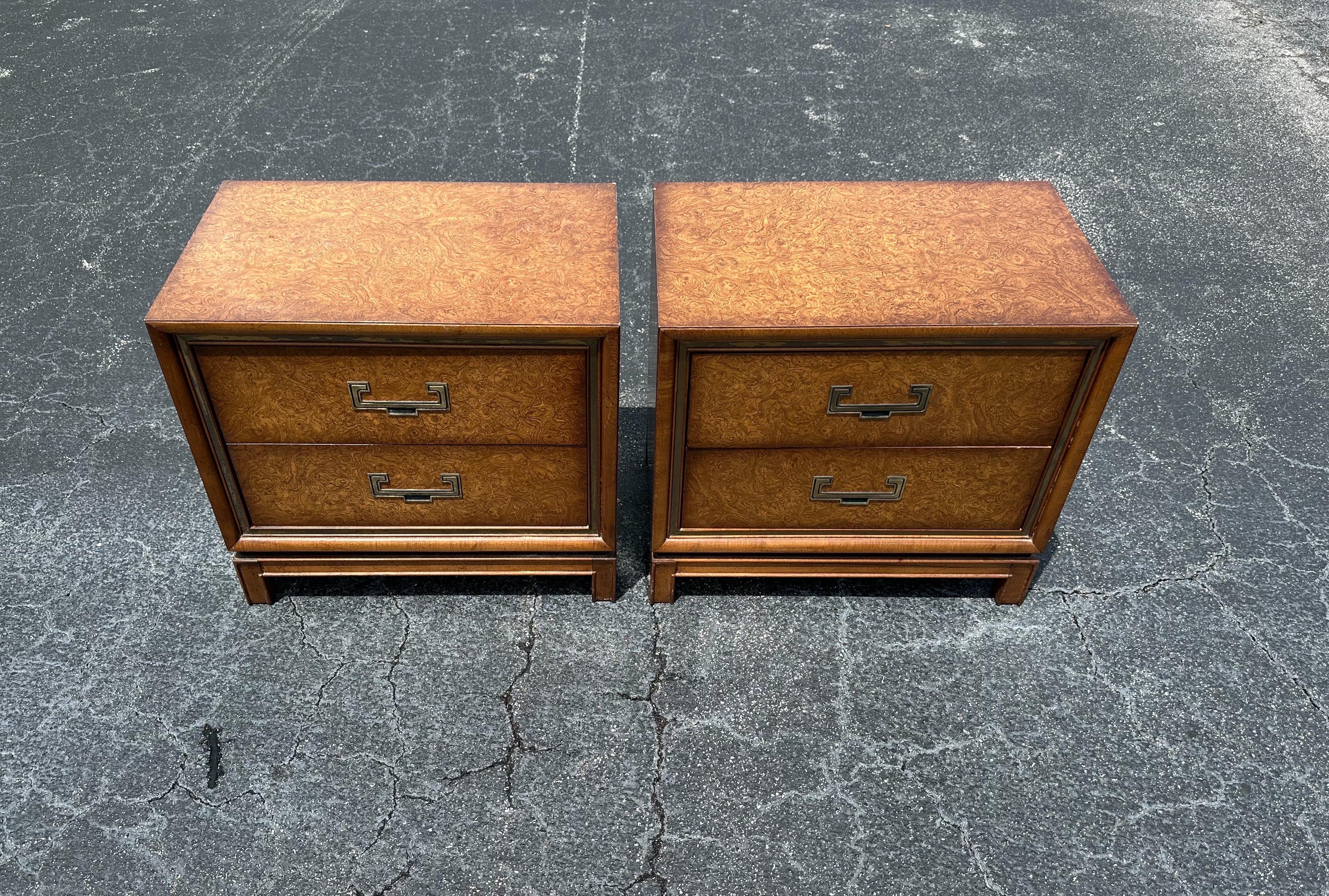 Mid Century Burl Nightstands by Founders 2