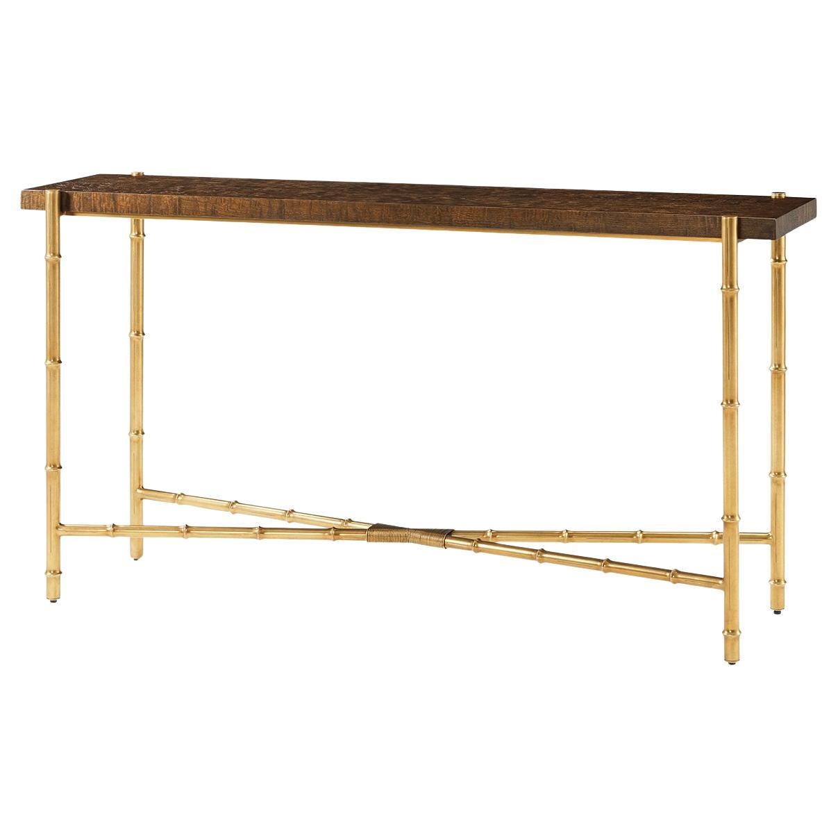 Mid Century Burl Top Konsolentisch im Angebot