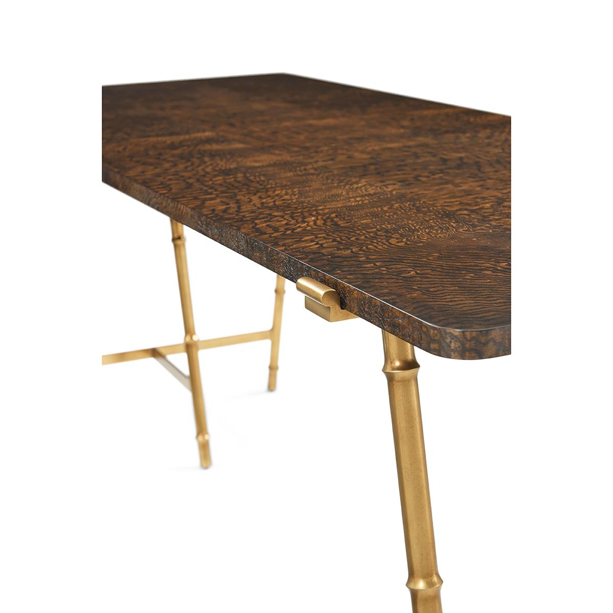 Vietnamese Mid Century Burl Top Writing Table For Sale