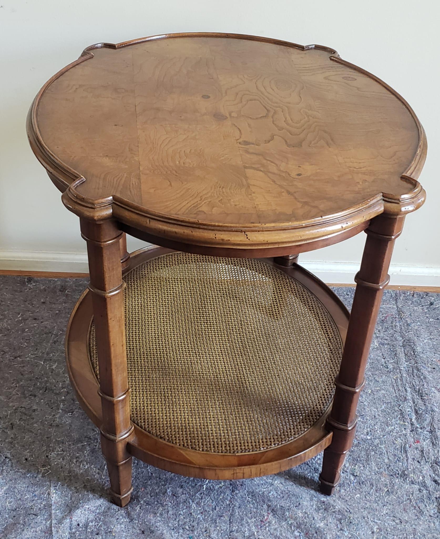 french cane side table