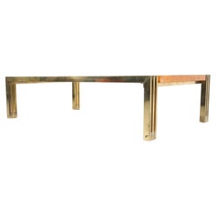Vintage Mid-Century Burl Wood and Brass Coffee Table