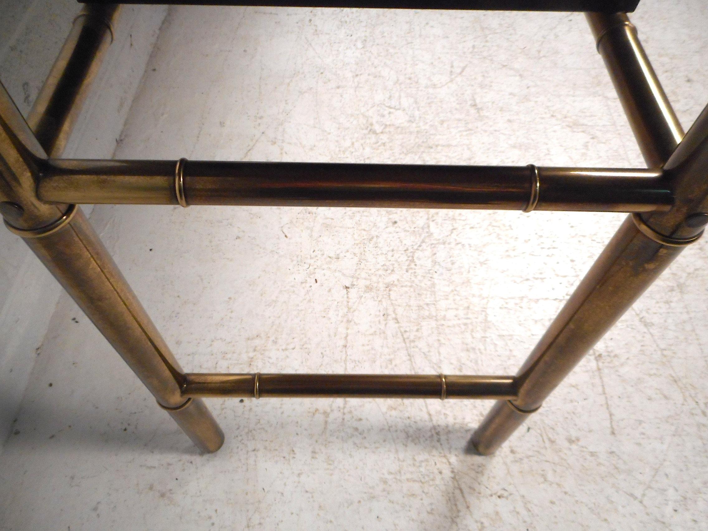 Midcentury Burl Wood and Brass Console Table by Mastercraft 3