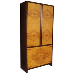 Midcentury Burl Wood Armoire Dresser Milo Baughman Style