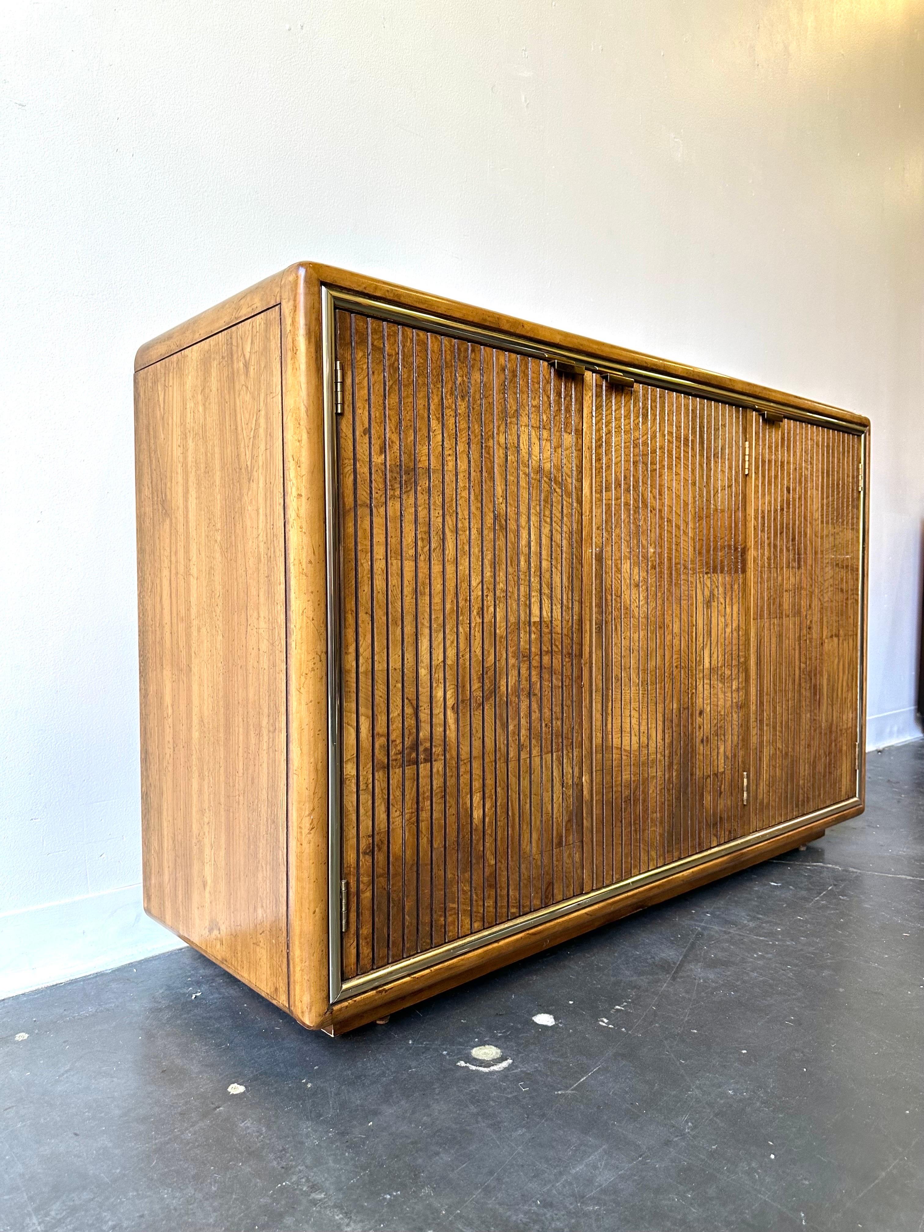 Woodwork Mid Century Burl Wood Bar Cabinet 