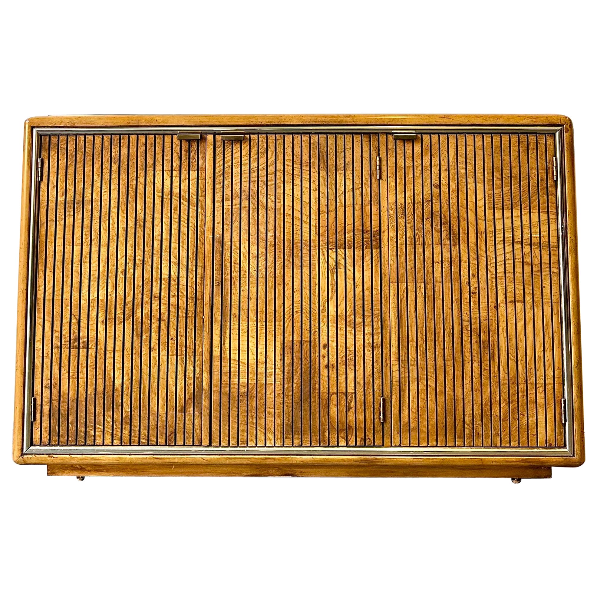 Mid Century Burl Wood Bar Cabinet